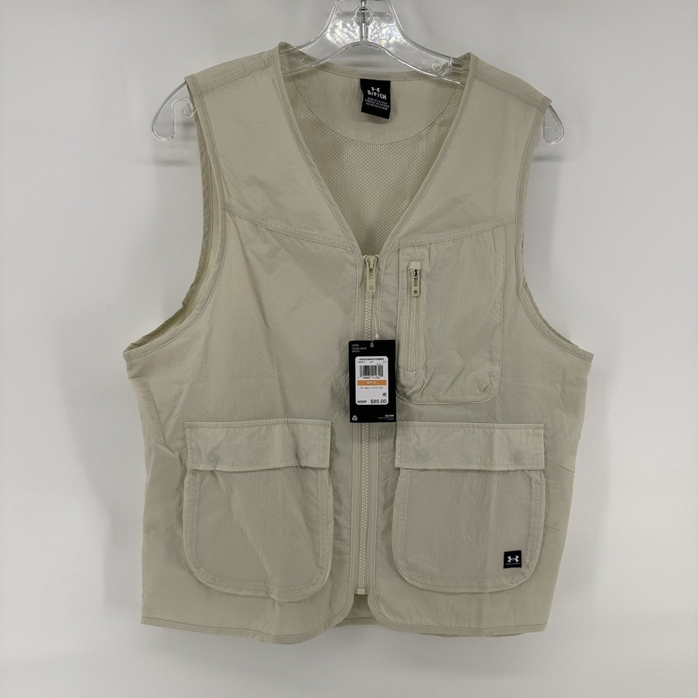 Under Armour Mens Storm Legacy Crinkle Vest Off White Small Fishing Outdoors NEW
